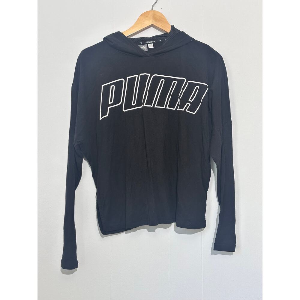Puma Black‎ Cropped hoodie- Lightweight long sleeve size Medium